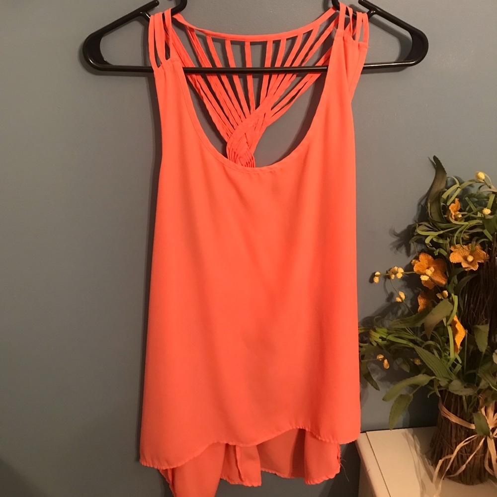 Women’s bright tank top, with braided back detail